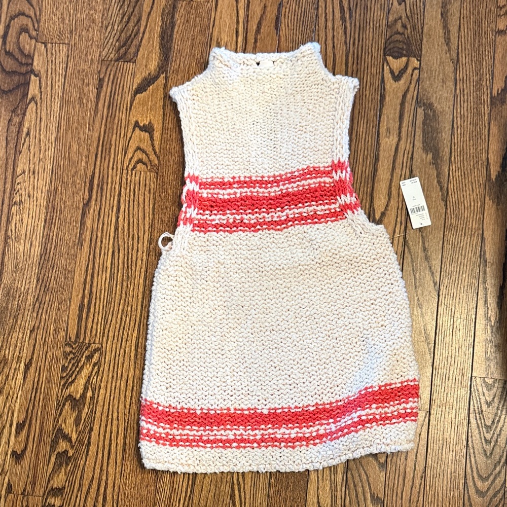 NWT Anthropologie pilcro Knit top with Coral Stripe Detail size small